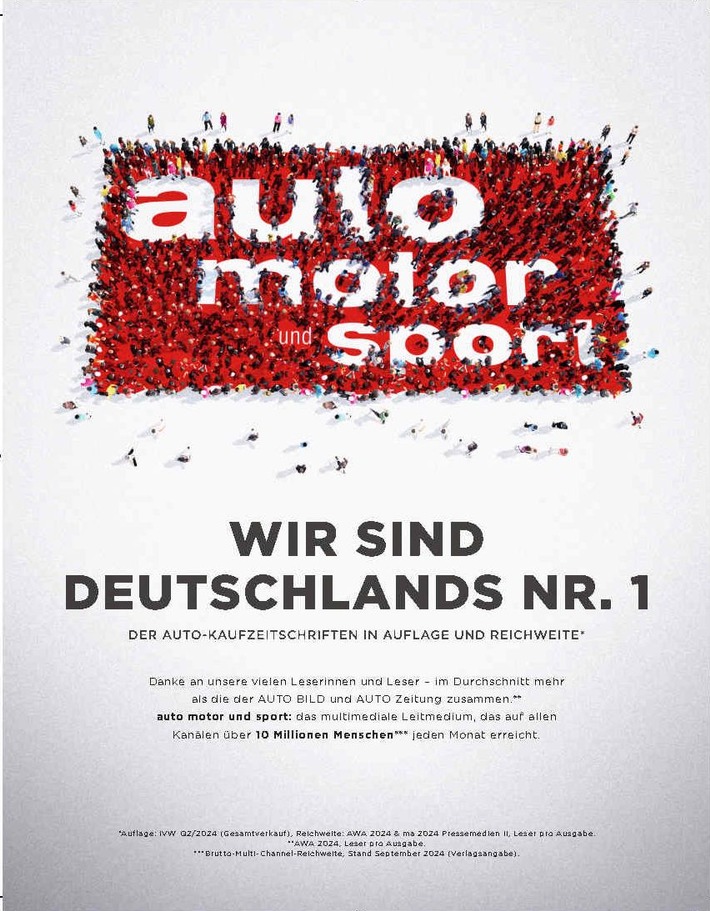 Seit 1946 prägt auto motor und sport die Autoindustrie als multimediales Leitmedium mit über 400 Tests pro Jahr und 10 Millionen Lesern